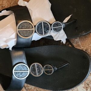 Black Sandals with Silver Accents